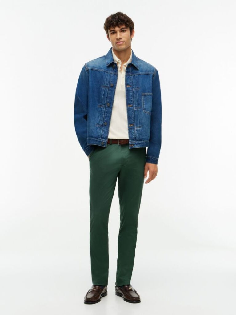 Green Bleecker Slim Printed Structured Chinos  Men