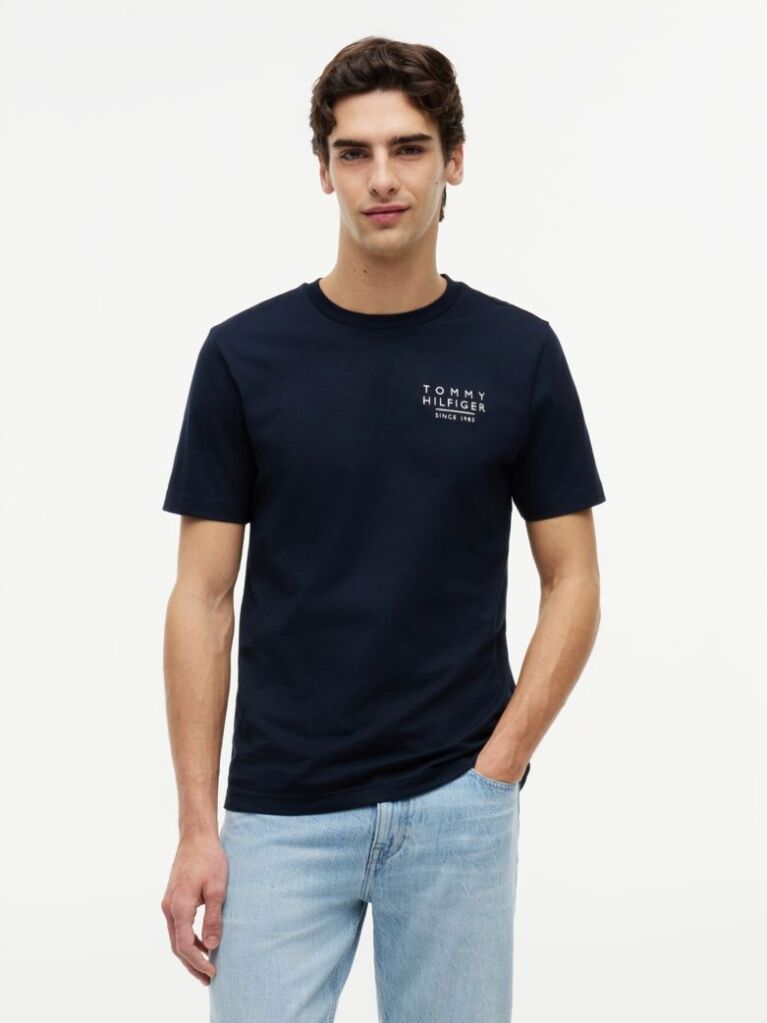 Blue Wavy Flag Back Graphic Jersey T-Shirt  Men