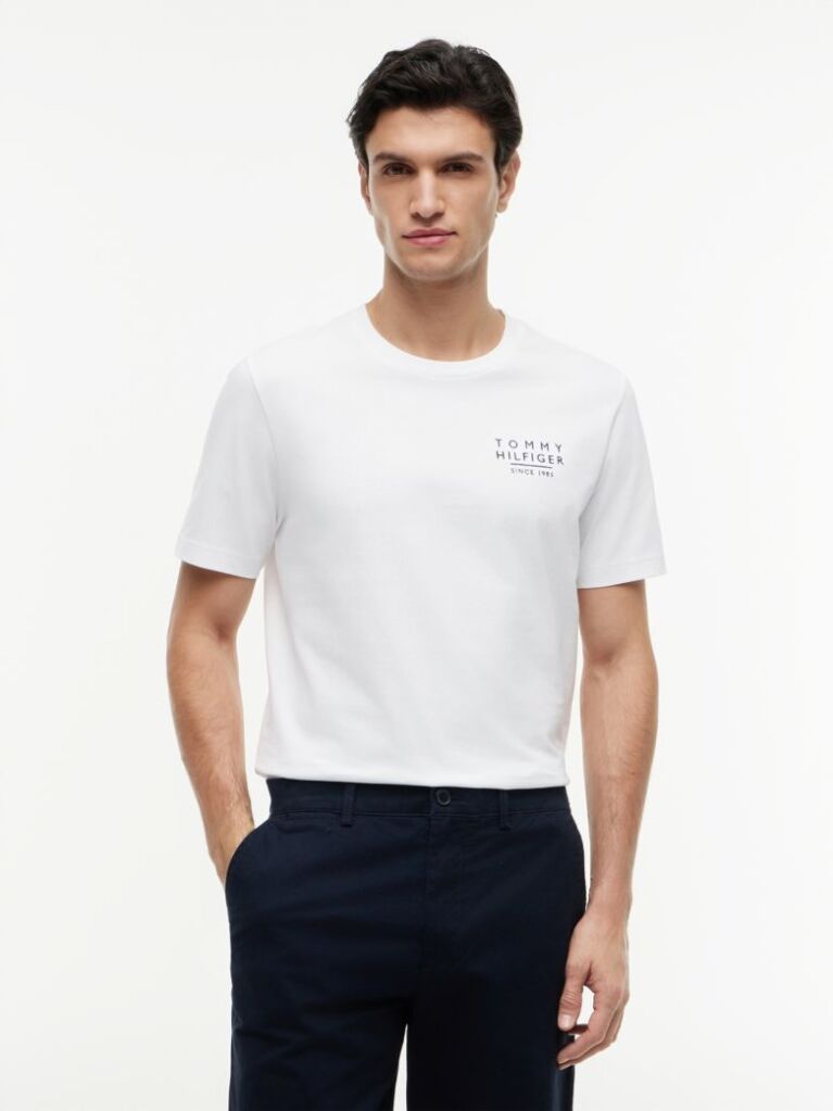 White Wavy Flag Back Graphic Jersey T-Shirt  Men