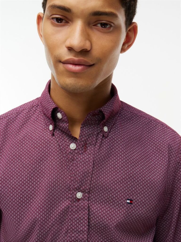 Red TH Flex Regular Fit Geometric Shirt  Men