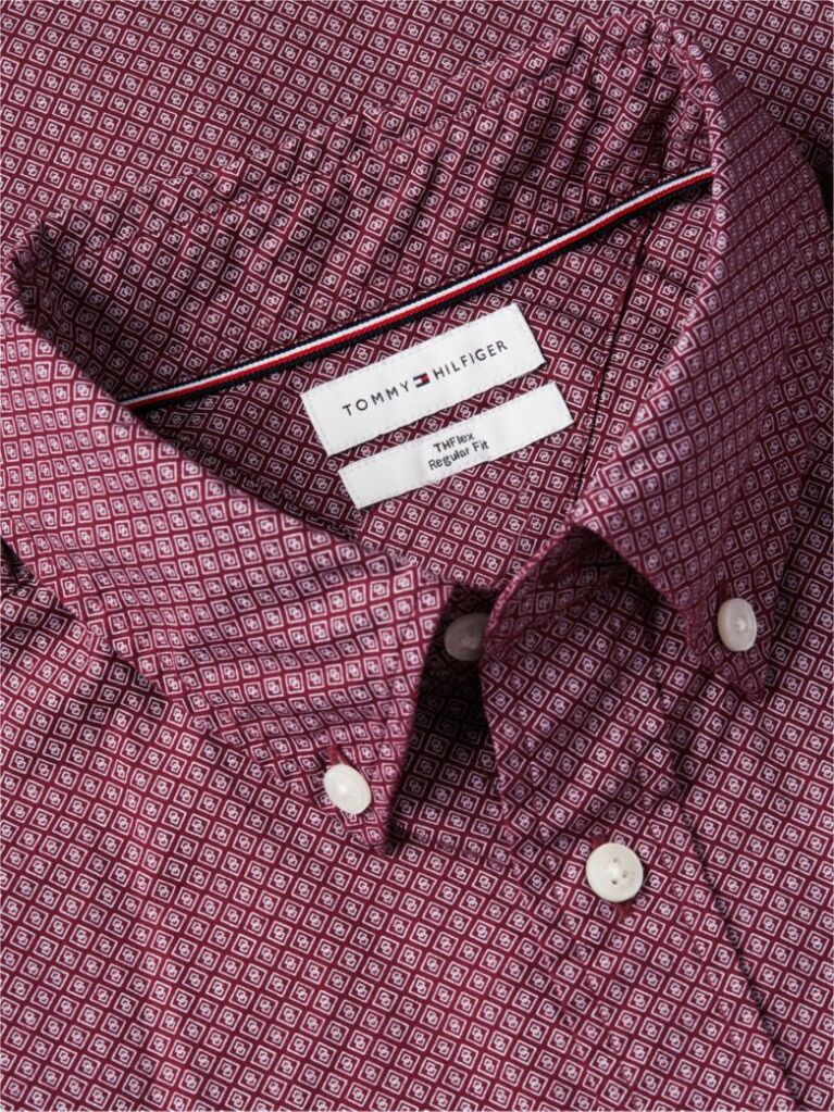 Red TH Flex Regular Fit Geometric Shirt  Men