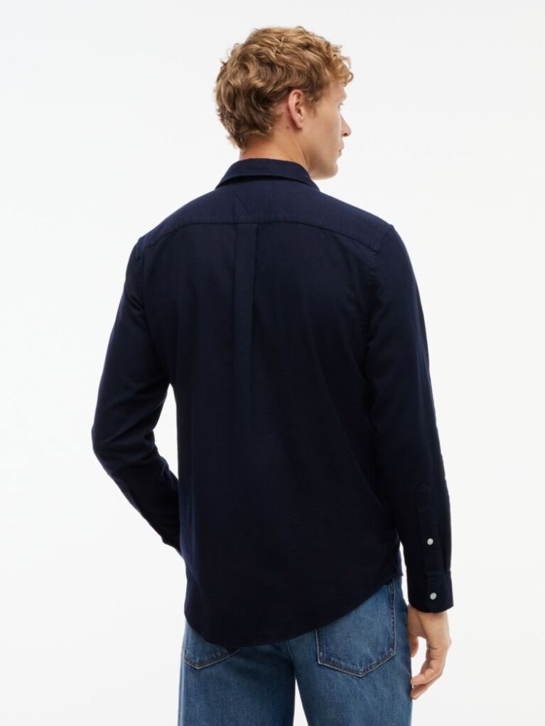 Blue Regular Fit Herringbone Flannel Button-Down Shirt  Men