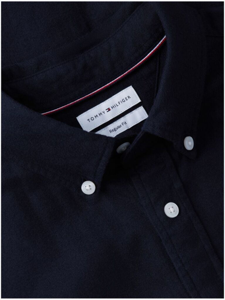 Blue Regular Fit Herringbone Flannel Button-Down Shirt  Men
