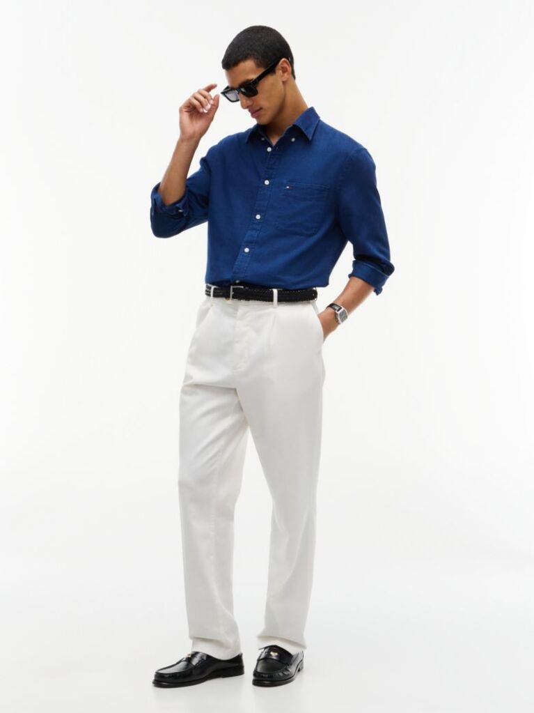 Blue Regular Fit Chambray Shirt  Men