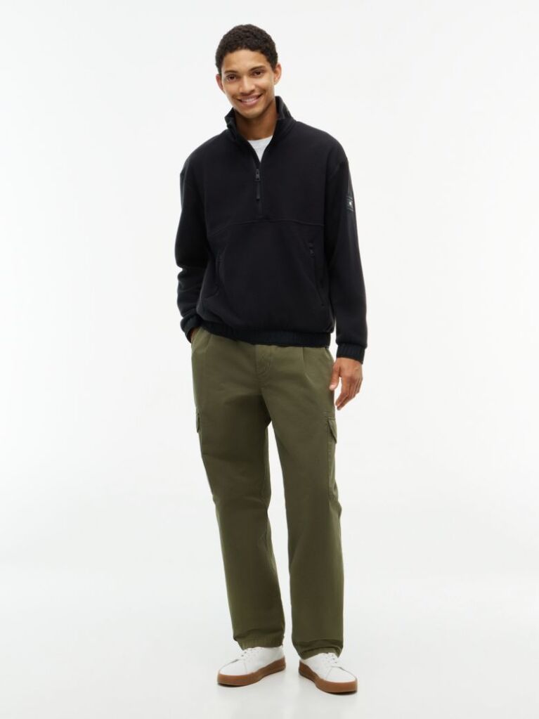 Black Performance Relaxed Logo Collar Quarter-Zip Jumper  Men