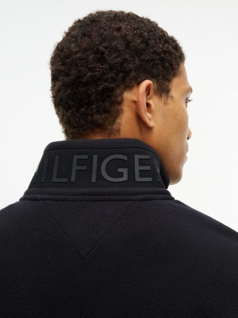 Black Performance Relaxed Logo Collar Quarter-Zip Jumper  Men