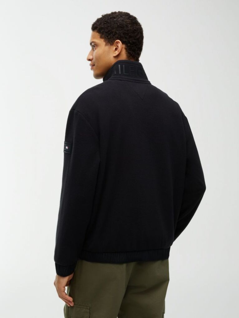 Black Performance Relaxed Logo Collar Quarter-Zip Jumper  Men