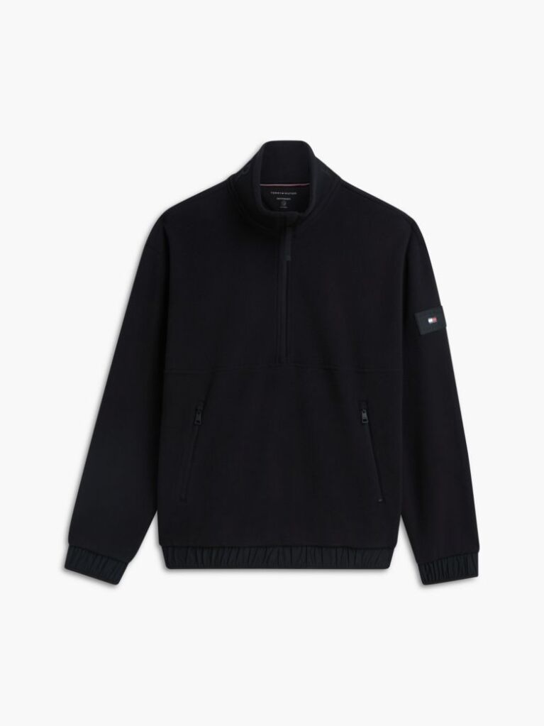 Black Performance Relaxed Logo Collar Quarter-Zip Jumper  Men