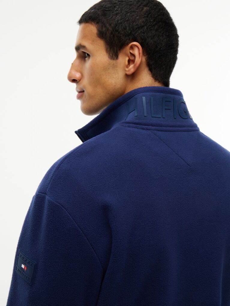 Blue Performance Relaxed Logo Collar Quarter-Zip Jumper  Men
