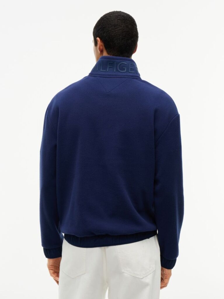 Blue Performance Relaxed Logo Collar Quarter-Zip Jumper  Men