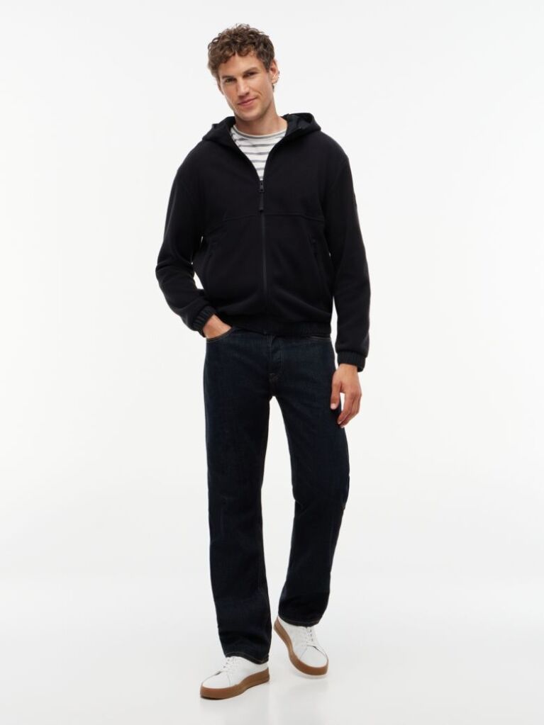 Black Performance Relaxed Polar Fleece Zip-Thru Hoody  Men