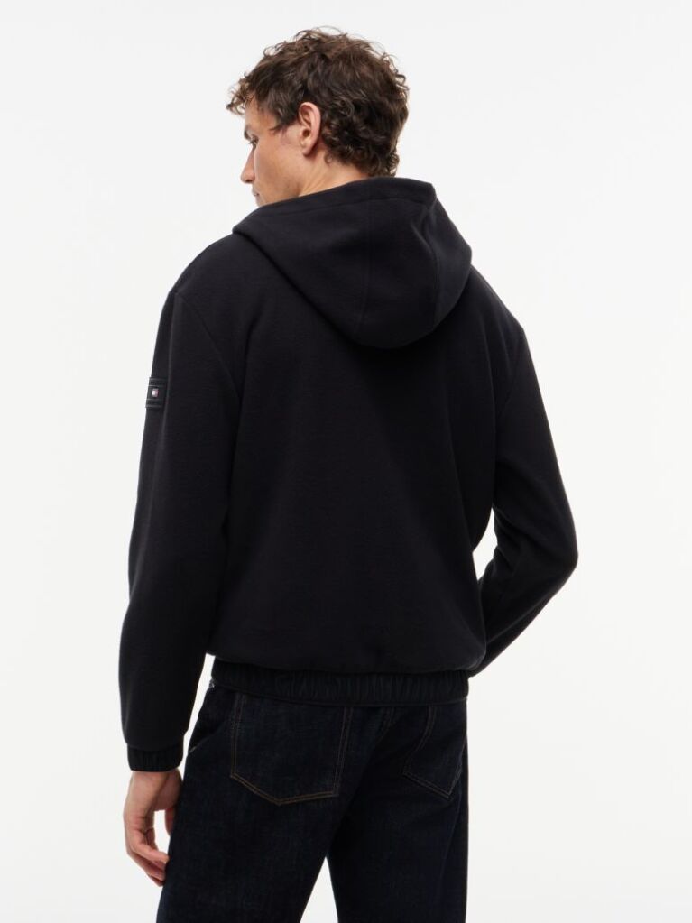 Black Performance Relaxed Polar Fleece Zip-Thru Hoody  Men