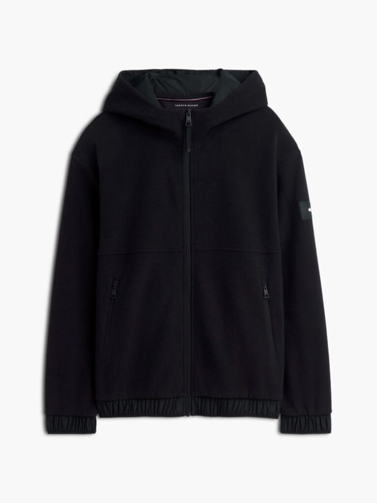 Black Performance Relaxed Polar Fleece Zip-Thru Hoody  Men