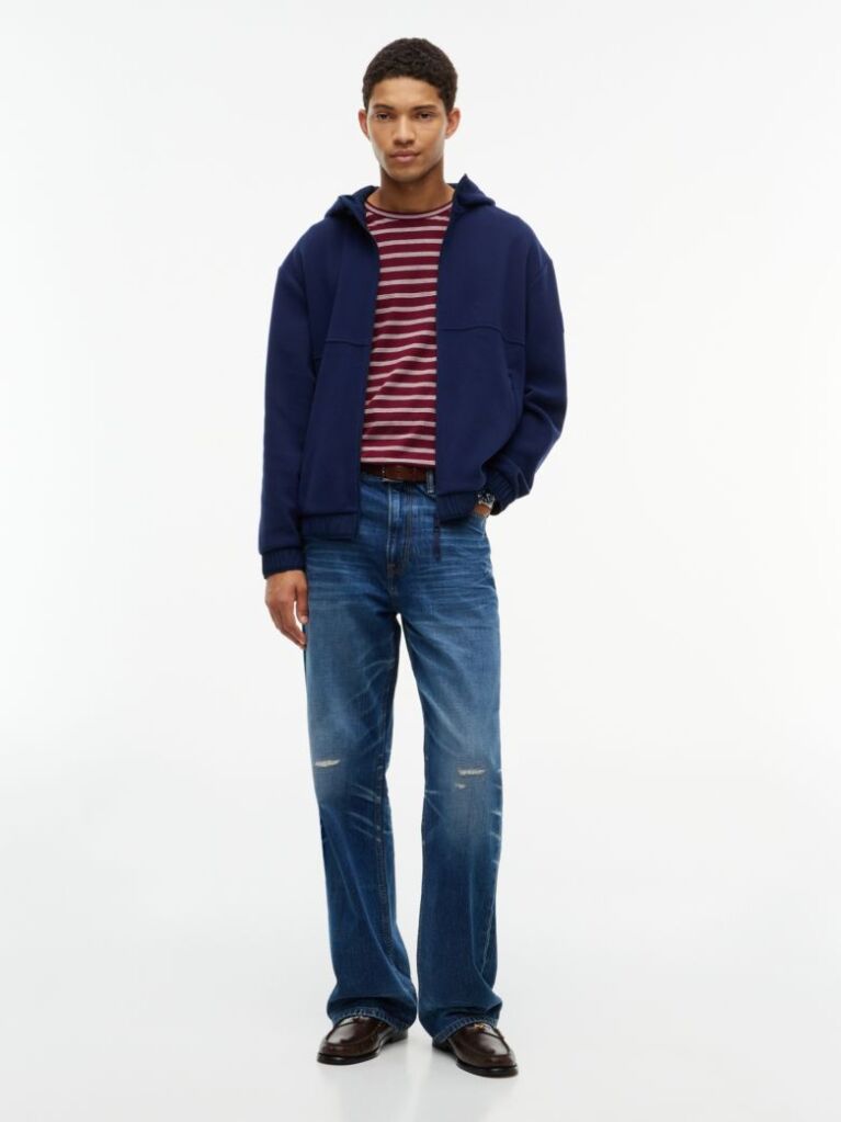 Blue Performance Relaxed Polar Fleece Zip-Thru Hoody  Men
