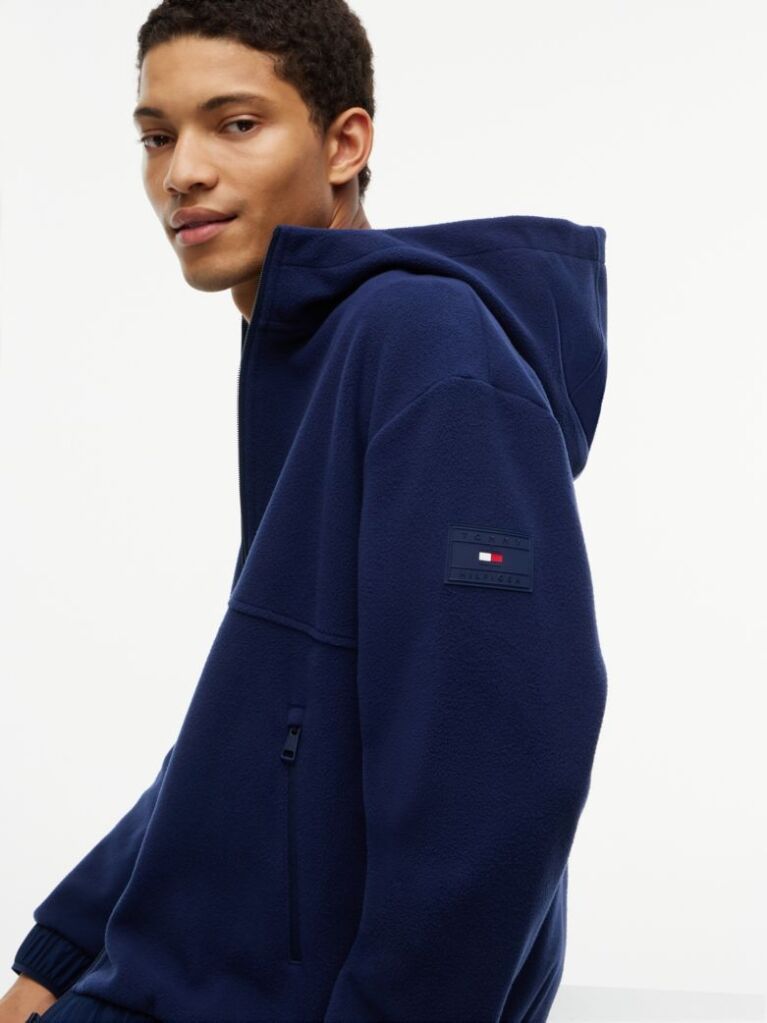 Blue Performance Relaxed Polar Fleece Zip-Thru Hoody  Men