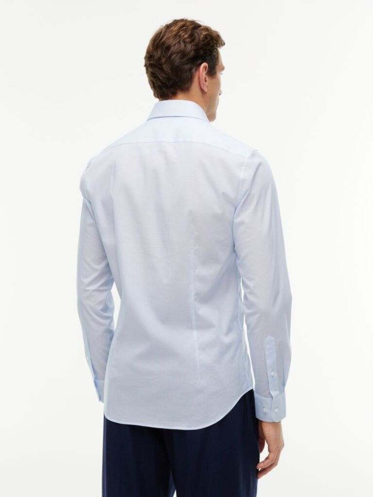 Blue Slim Fit Micro Print Poplin Shirt  Men