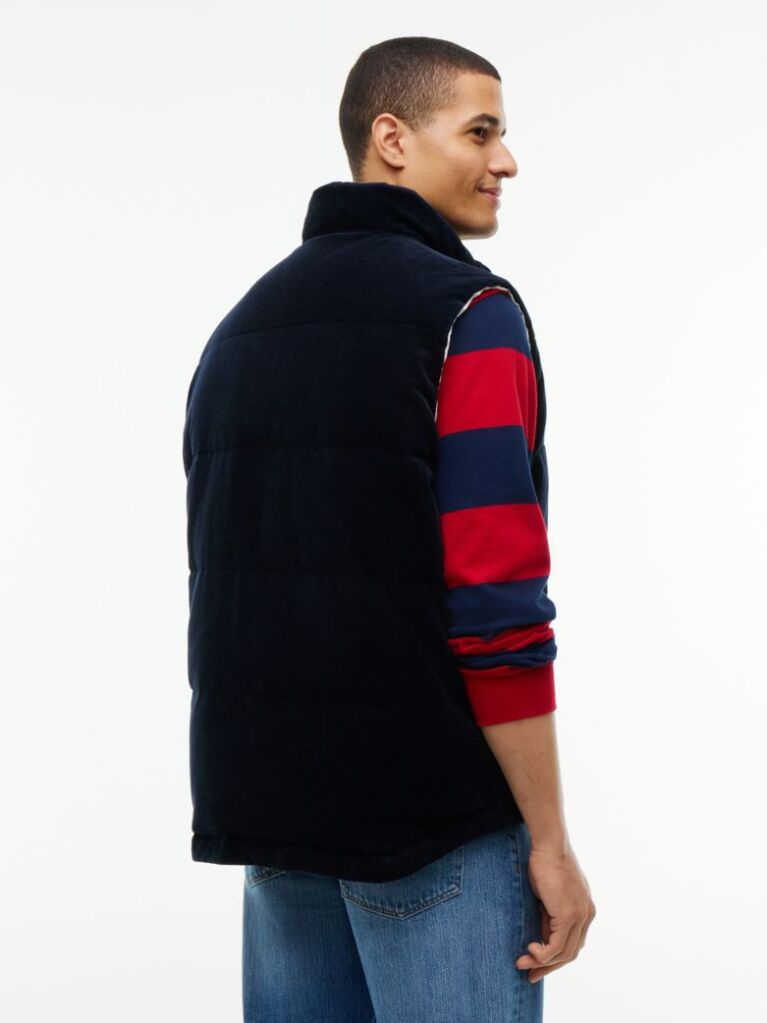 Blue Corduroy Down Reversible Gilet  Men