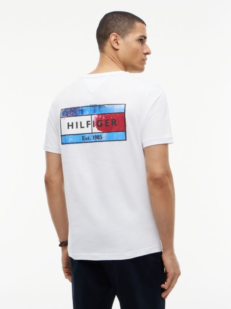 White Back Flag Graphic Crew Neck T-Shirt  Men