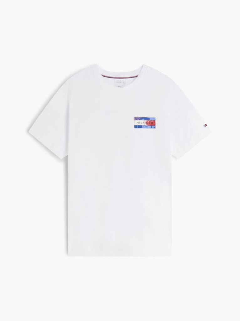 White Back Flag Graphic Crew Neck T-Shirt  Men