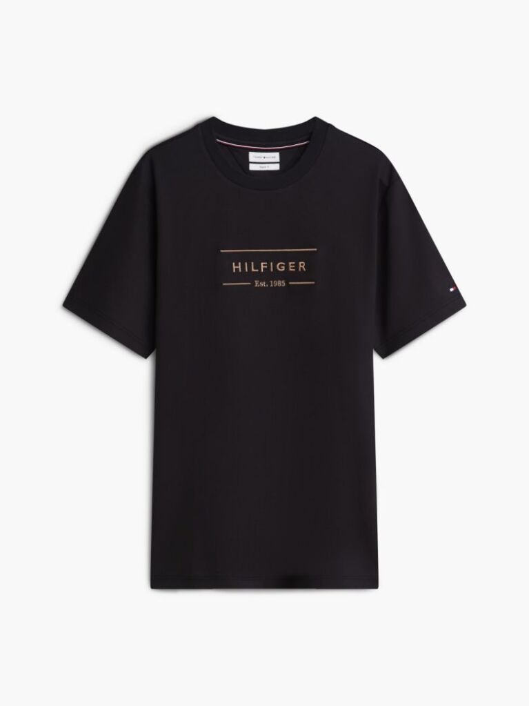 Μαύρο T-Shirt Με Λογότυπο Και Interlock Πλέξη   Άνδρες