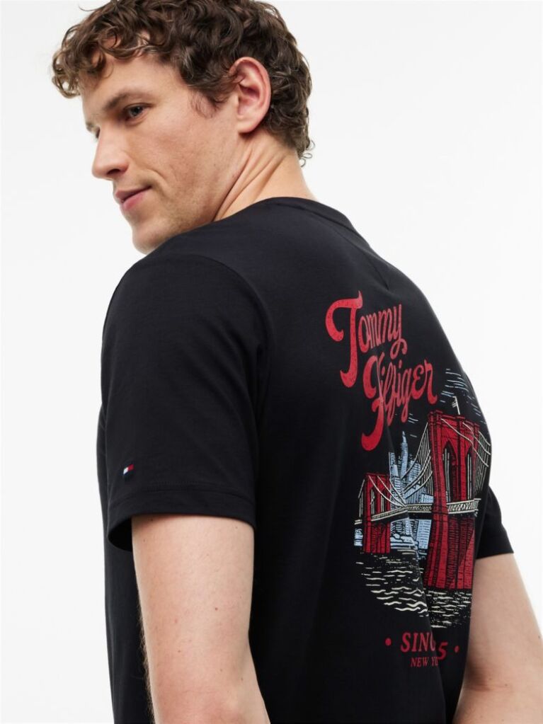 Black Back Graphic Crew Neck T-Shirt  Men