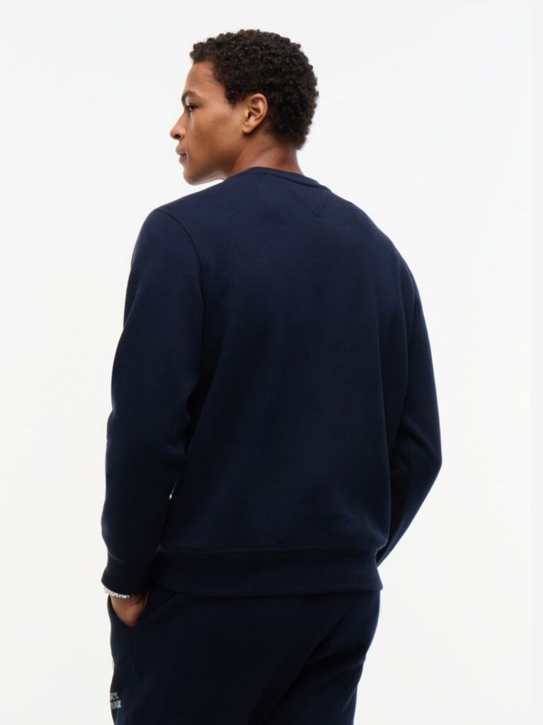 Μπλε Fleece Φούτερ Με Κλασική Λαιμόκοψη  Άνδρες