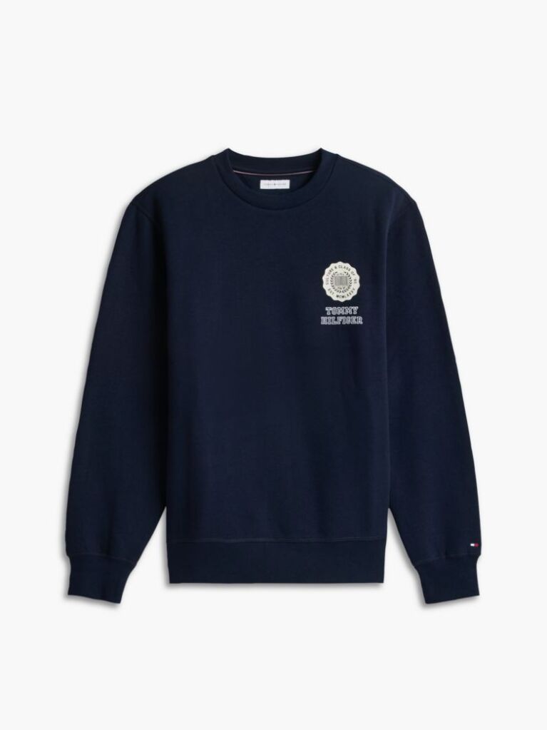 Μπλε Fleece Φούτερ Με Κλασική Λαιμόκοψη  Άνδρες