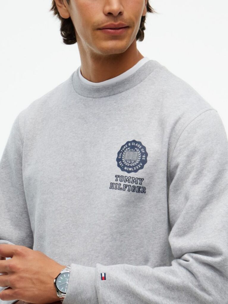 Grey Peached Fleece Crew Neck Sweatshirt  Men