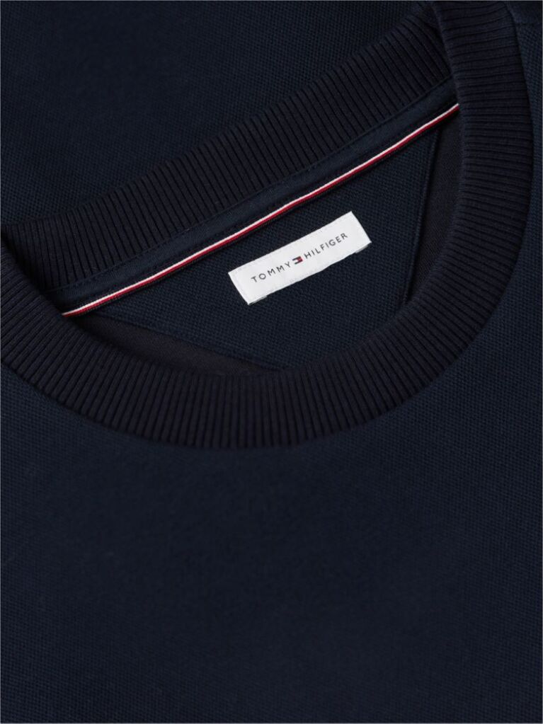 Blue Embossed Logo Pique Sweatshirt  Men