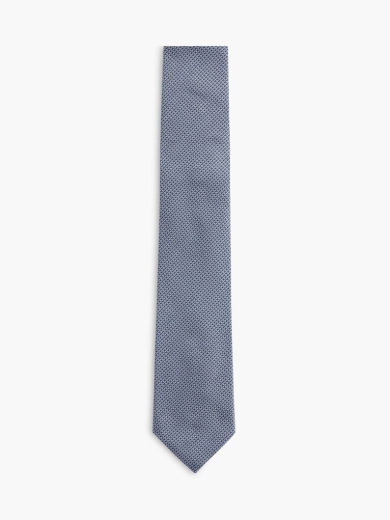 Blue New York Label Pure Silk Micro Pattern Tie  Men