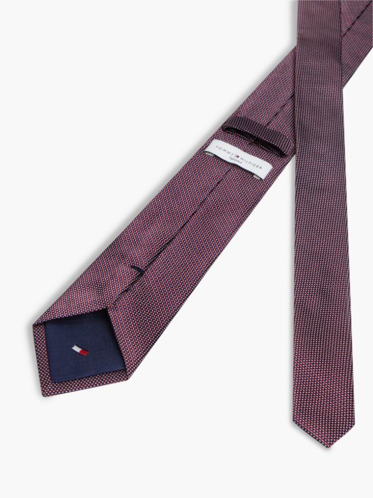 Red New York Label Pure Silk Micro Pattern Tie  Men