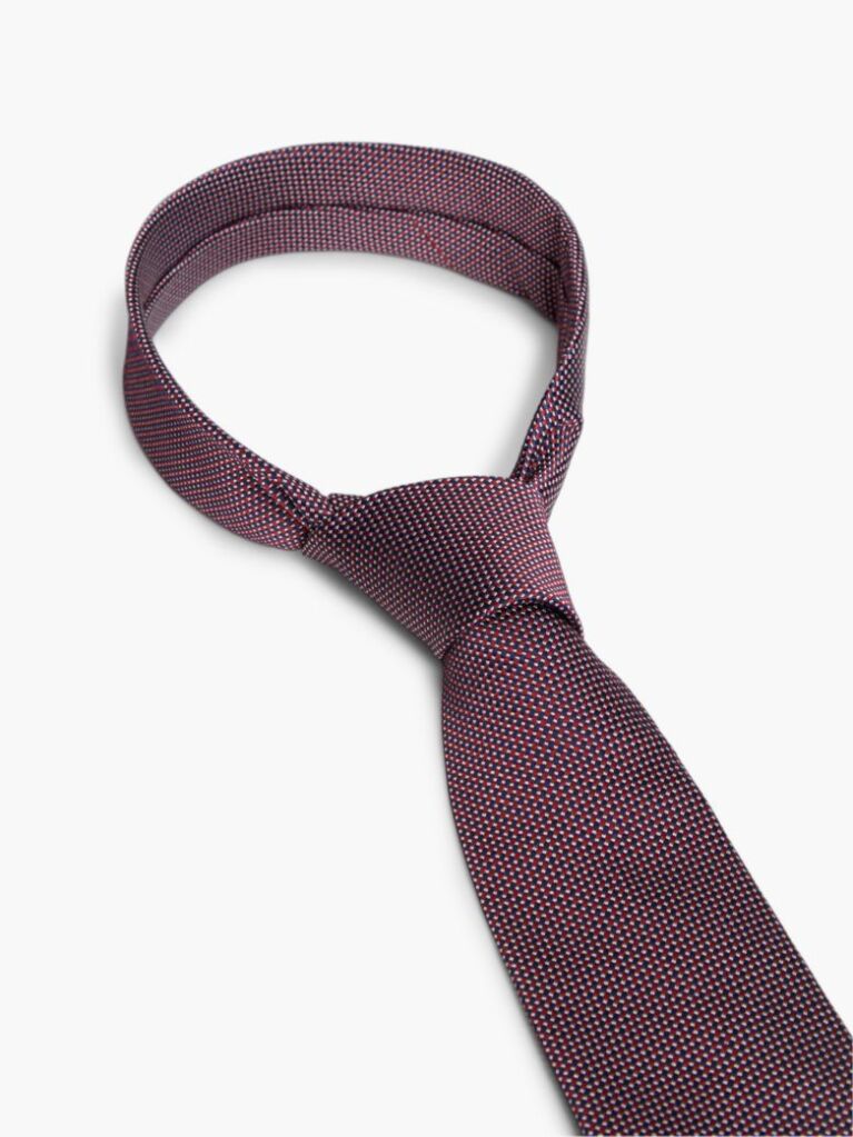 Red New York Label Pure Silk Micro Pattern Tie  Men
