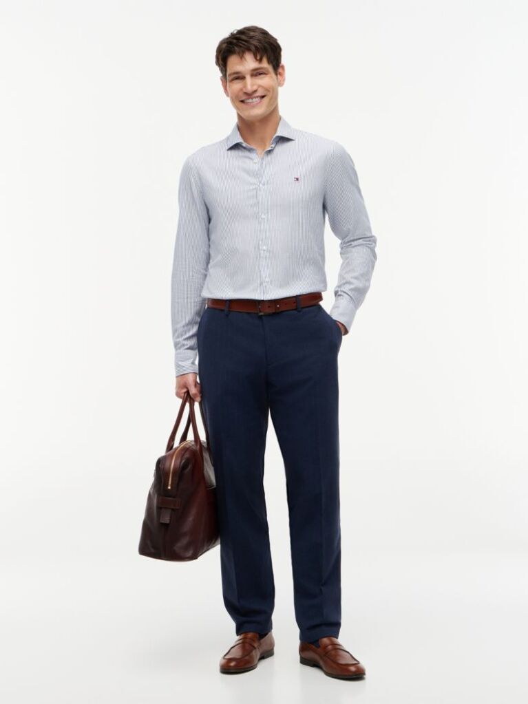 Blue Slim Fit Oxford Stripe Shirt  Men