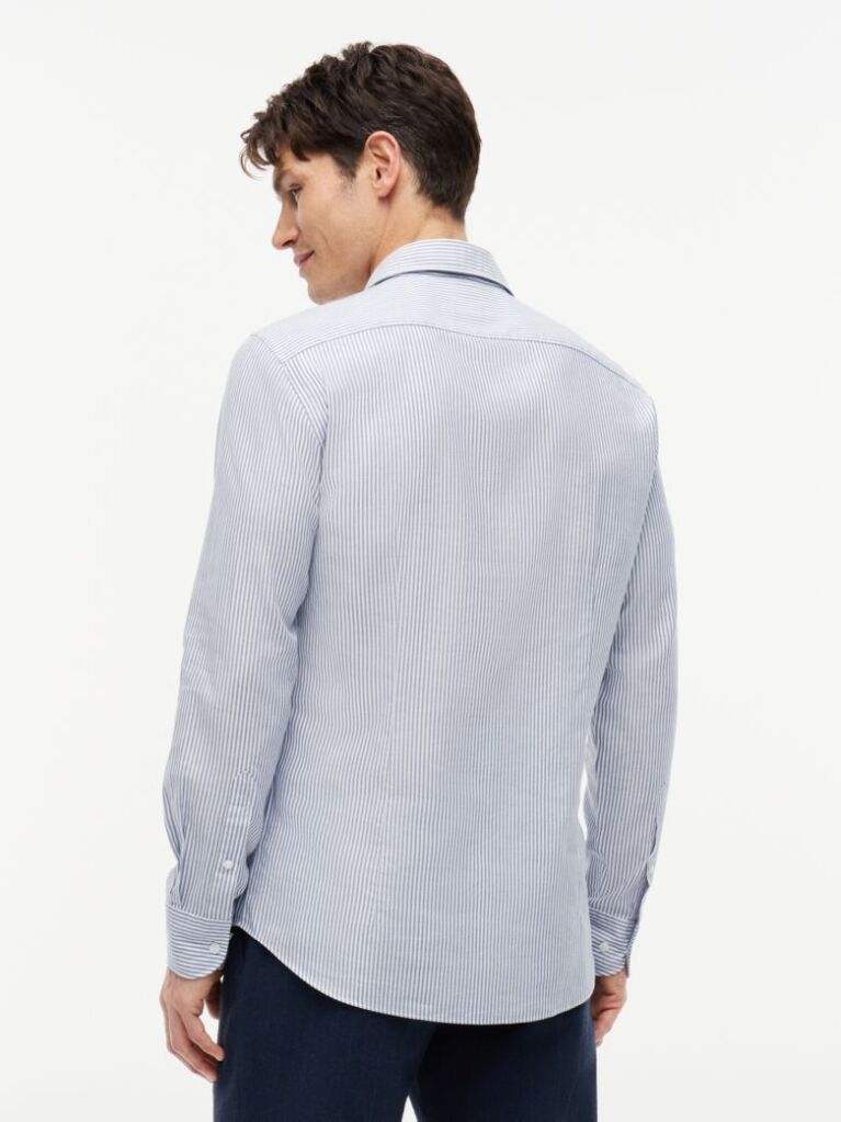 Blue Slim Fit Oxford Stripe Shirt  Men