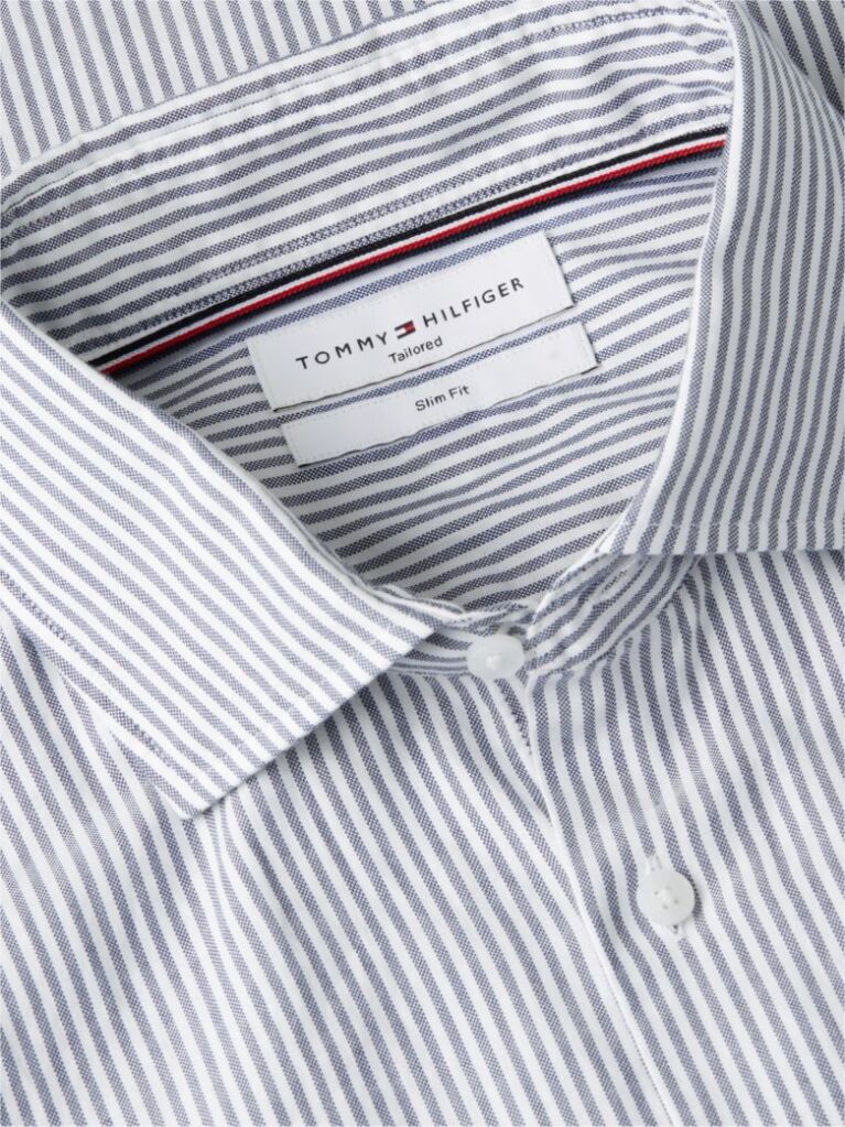 Blue Slim Fit Oxford Stripe Shirt  Men