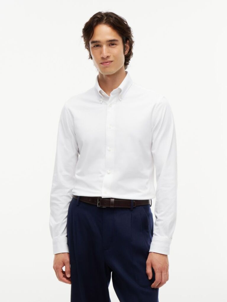 White Performance New York Label Slim Fit Jersey Shirt  Men