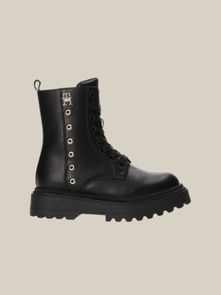 Black Cleat Lace-Up Ankle Boots  Girls