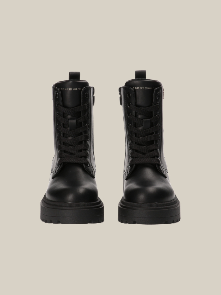 Black Cleat Lace-Up Ankle Boots  Girls