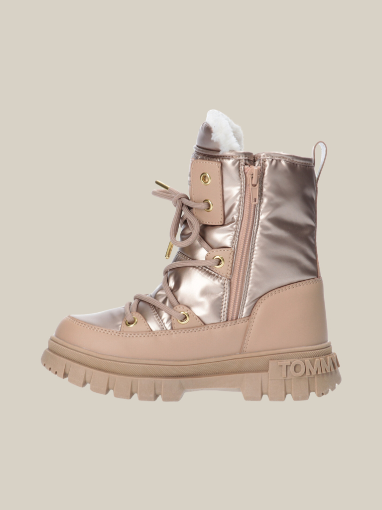Beige Lace-Up Snow Boots  Girls