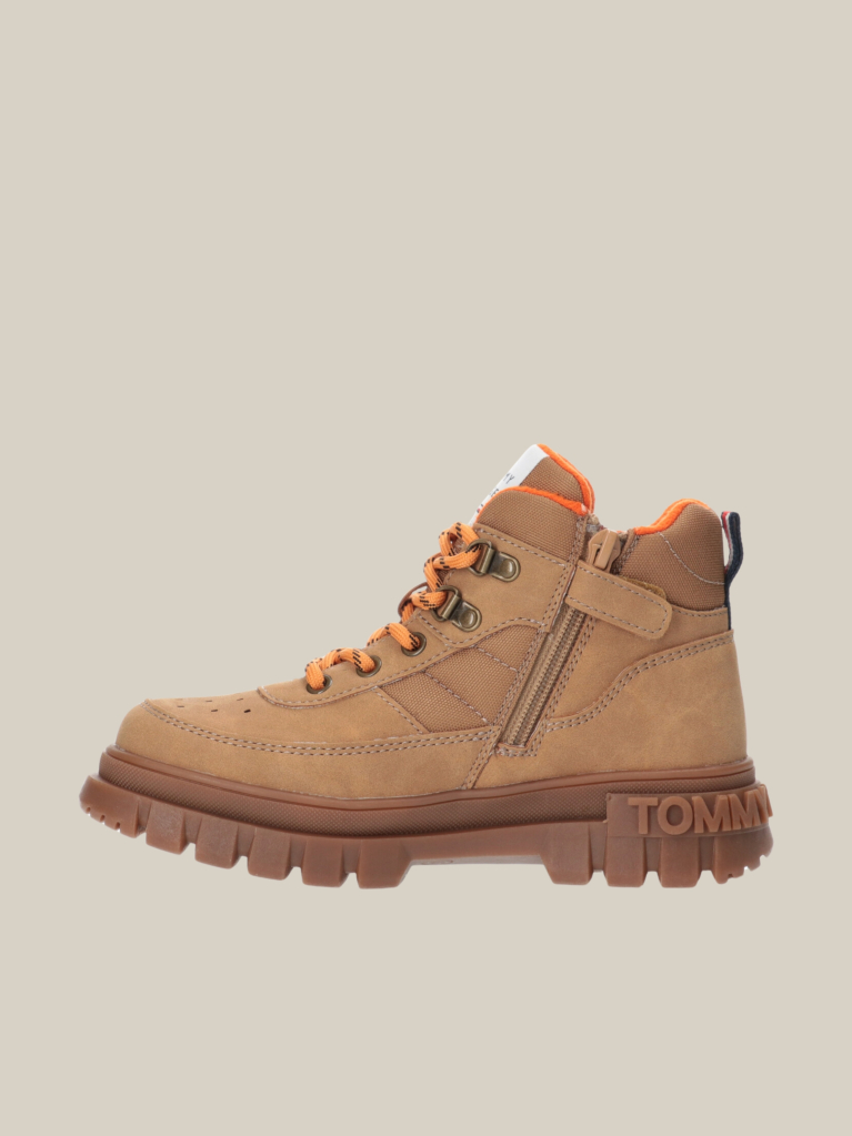 Brown Lace-Up Signature Ankle Boots  Kids Unisex
