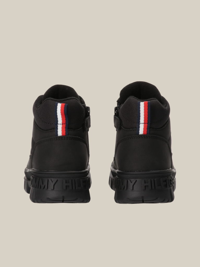 Black Lace-Up Signature Ankle Boots  Kids Unisex
