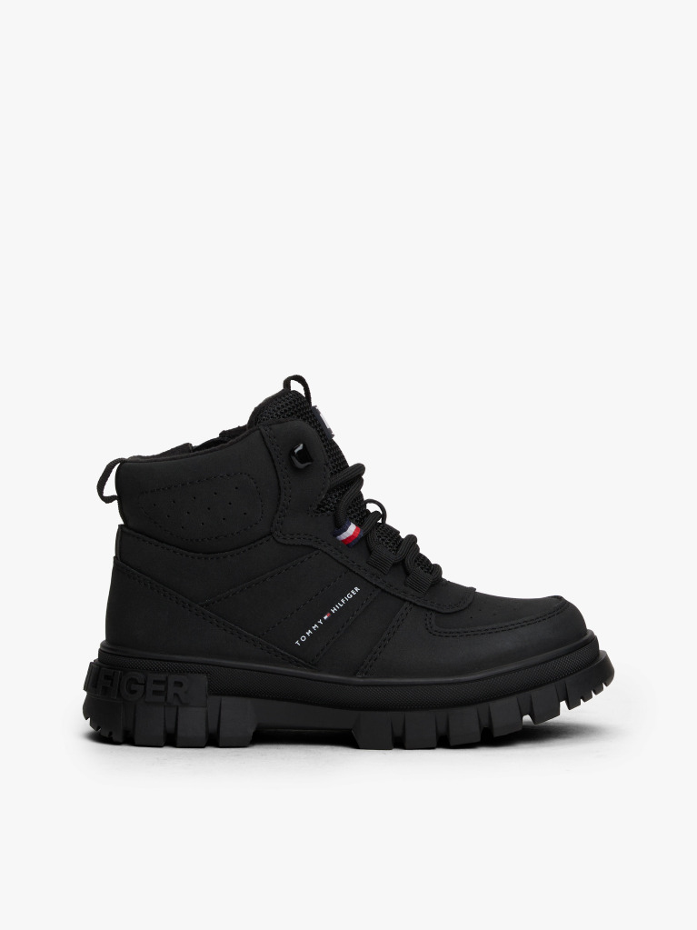 Black Cleat Flag Ankle Boots  Kids Unisex