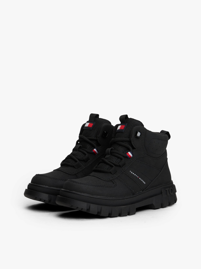 Black Cleat Flag Ankle Boots  Kids Unisex