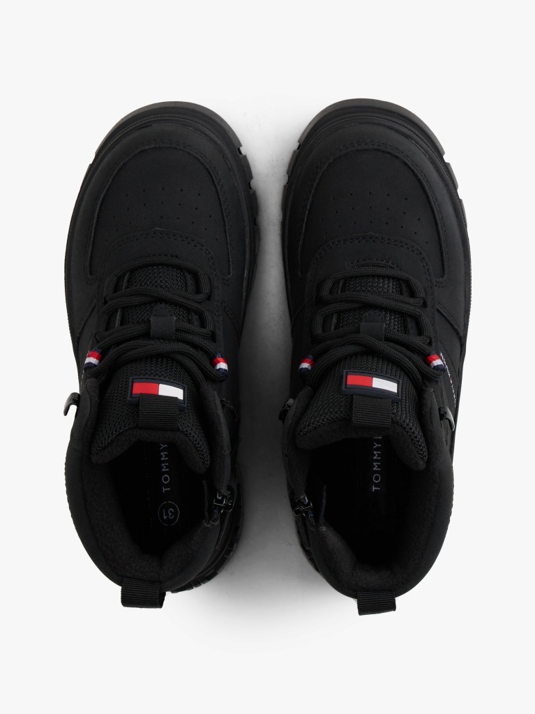 Black Cleat Flag Ankle Boots  Kids Unisex