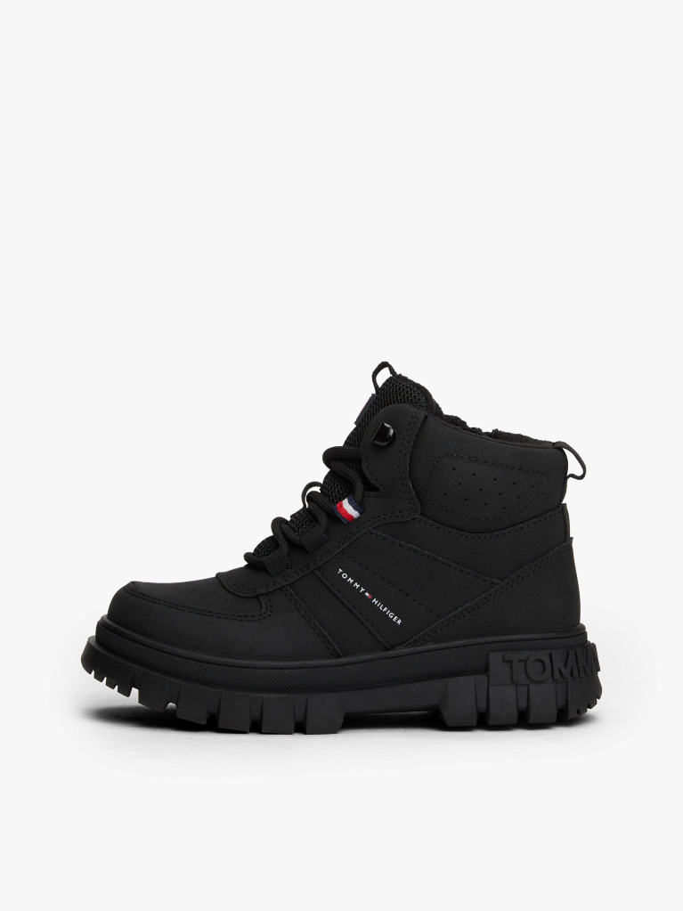 Black Cleat Flag Ankle Boots  Kids Unisex