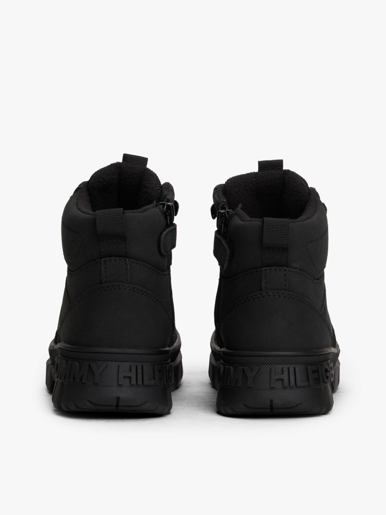 Black Cleat Flag Ankle Boots  Kids Unisex