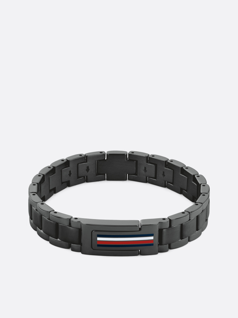 Black Black Flag Stripe Stainless Bracelet  Men