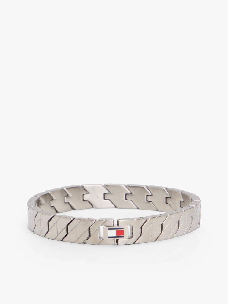 Silver Enamel Flag Stainless Steel Bracelet  Men