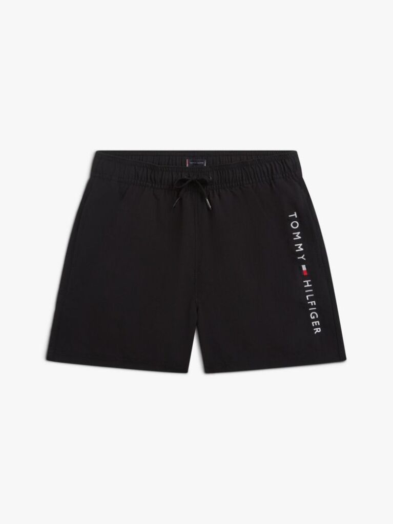 Black Original Logo Embroidery Mid Length Swim Shorts  Boys