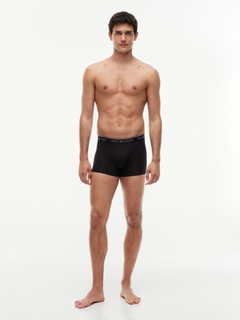 Black 3-Pack Global Stripe Logo Waistband Trunks  Men
